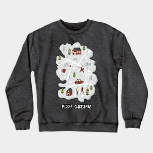 Christmas Town Map Crewneck Sweatshirt